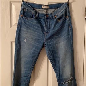 High rise distressed skinny jeans